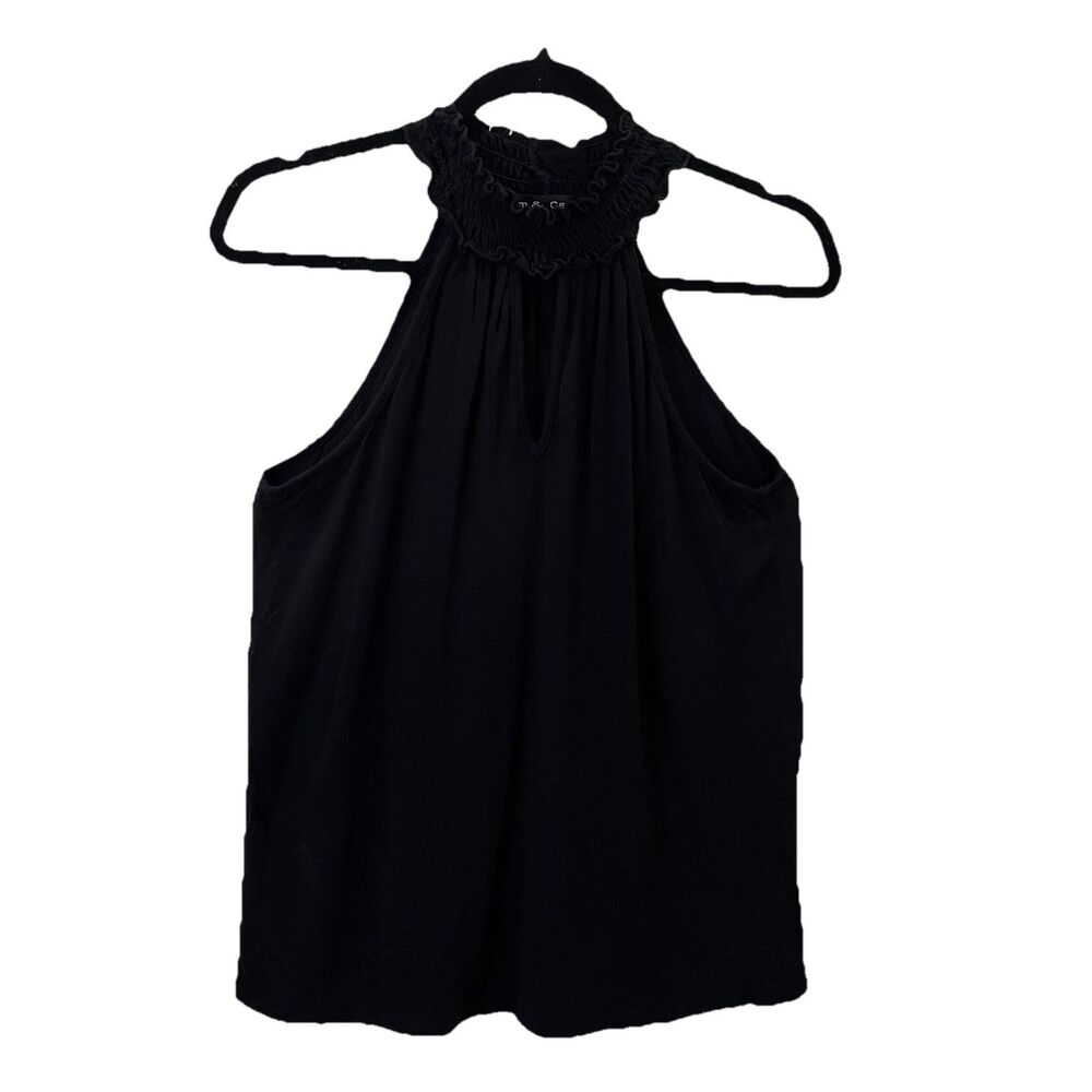 Kim & Cami Black Sleeveless High Neck Tank Top Blouse Womens Size S
